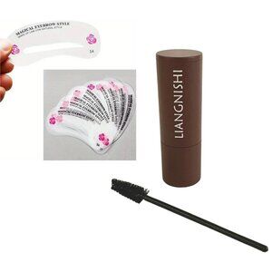 Liangnishi Full Size Eyebrow Powder in Light Brown with Brush and Stencils Pack